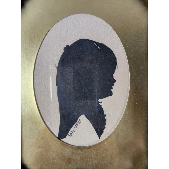 Vintage MCM Silver Gold Picture Frame 5x7 Hollywood Regency 1970s + Silhouette - Picture 6 of 10